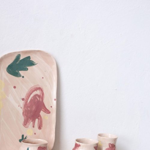 Decorative flat plate from ceramics - Set "Ease No. 2" (Handmade)