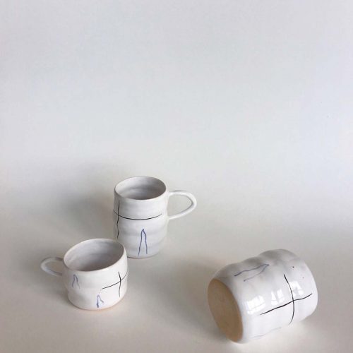 Two cups and glass — Set "Waves"