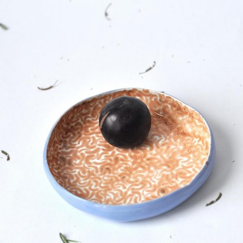 Front view - Deep ceramic plate (Handmade)