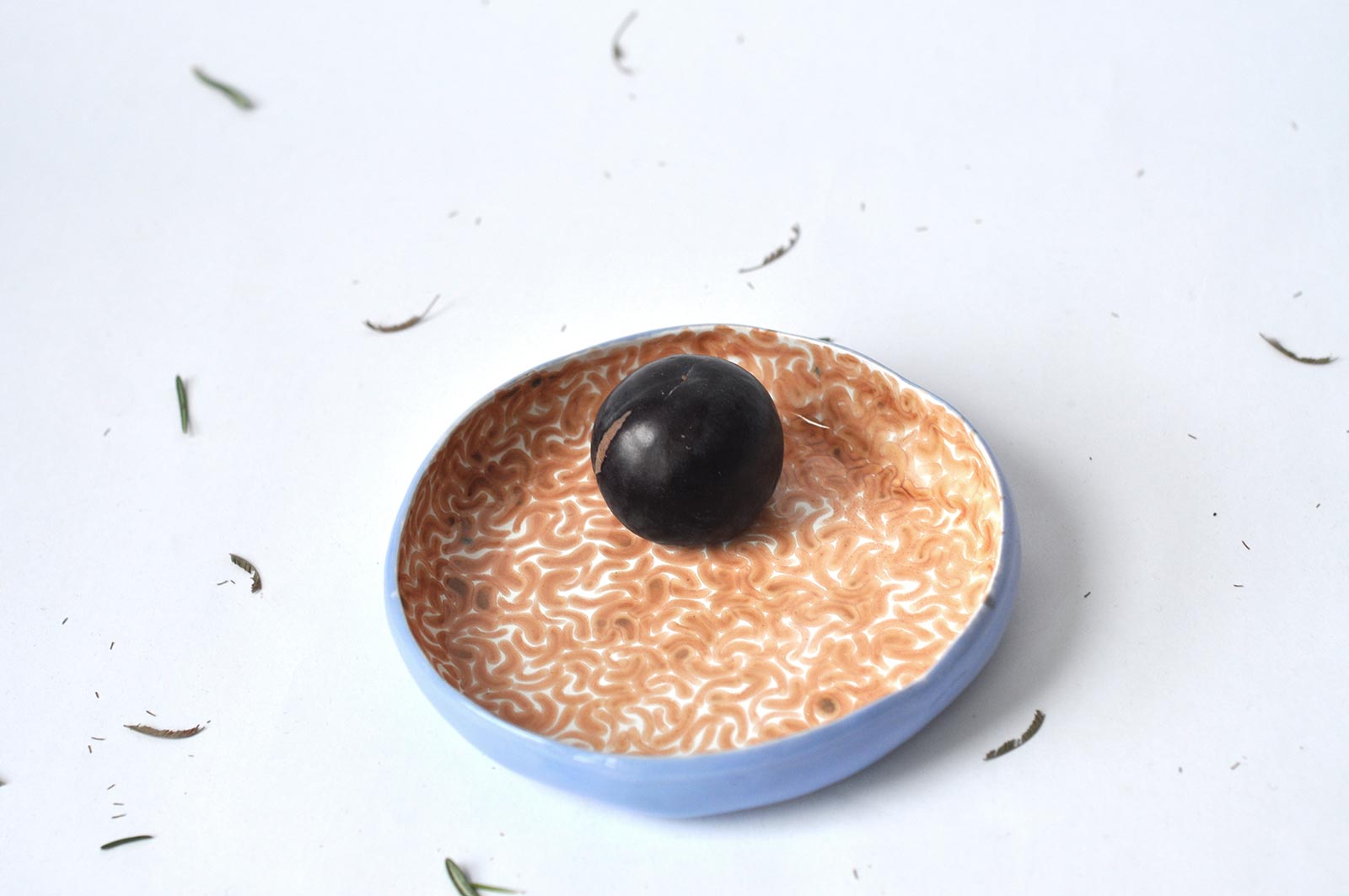 Front view - Deep ceramic plate (Handmade)