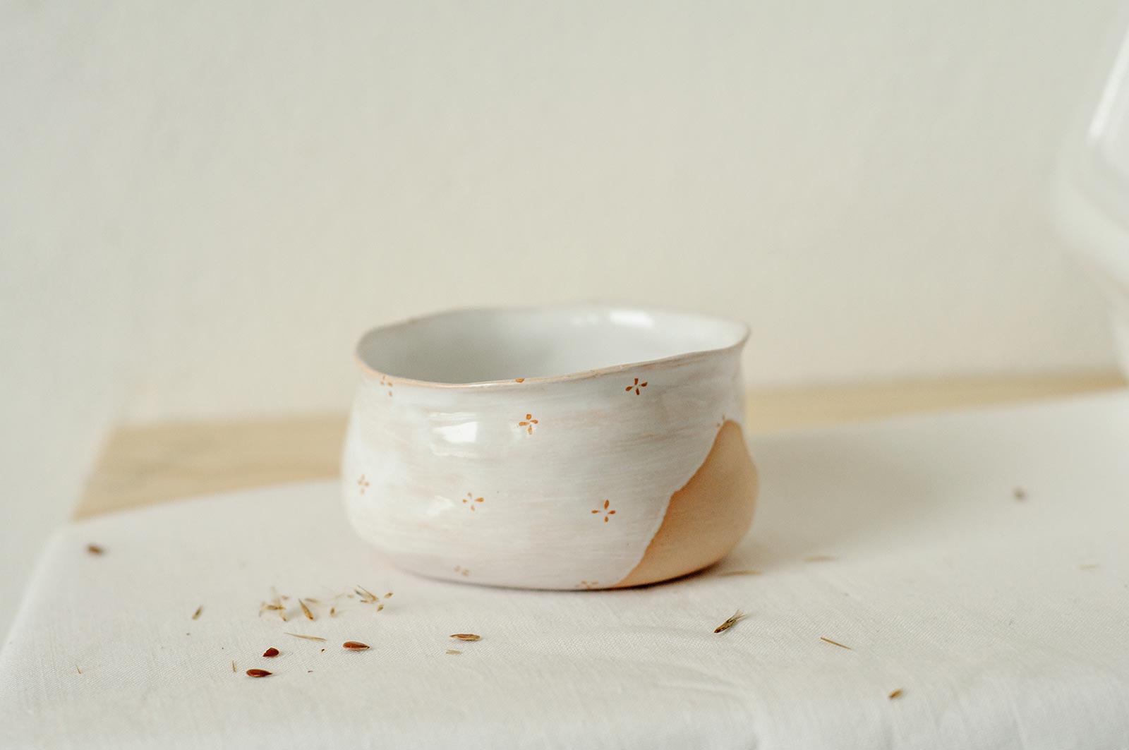 Bowl "Flowers with milk" from ceramics (Handmade)