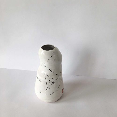 Rear view - Vase for flowers from ceramics