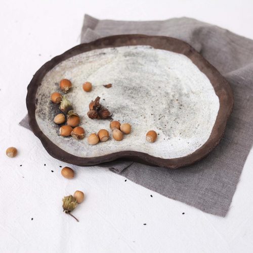 Front view - Decorative plate "What are we doing here?" (Handmade)