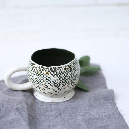 Side view - Big ceramic cup for tea (Handmade)