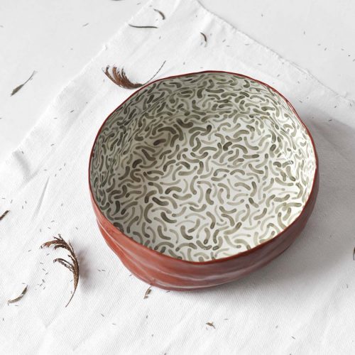 Front view - Big deep plate with from ceramics (Handmade)