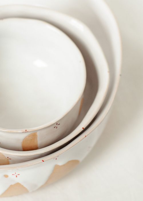 Декоративні тарілки і піали з кераміки - Колекція «Квіти з молоком» (Ручна робота)