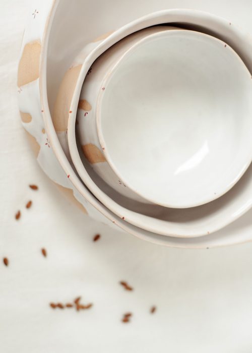 Декоративні тарілки і піали з кераміки - Колекція «Квіти з молоком» (Ручна робота)