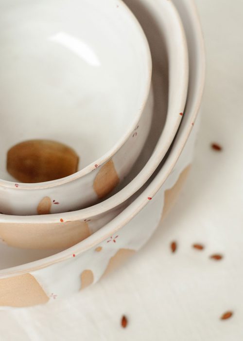 Декоративні тарілки і піали з кераміки - Колекція «Квіти з молоком» (Ручна робота)