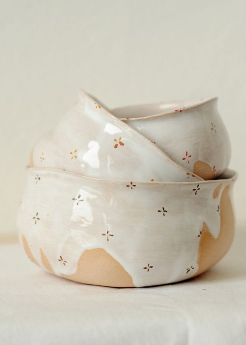 Декоративні піали і соусники з кераміки - Колекція «Квіти з молоком» (Ручна робота)