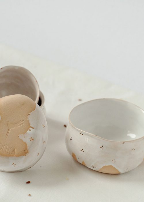 Декоративные пиалы и соусники из керамики - Коллекция «Цветы с молоком» (Ручная работа)