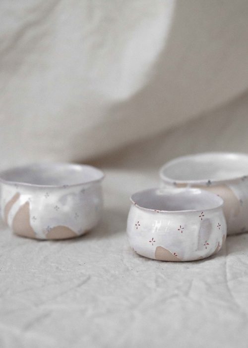 Декоративные пиалы и соусники из керамики - Коллекция «Цветы с молоком» (Ручная работа)