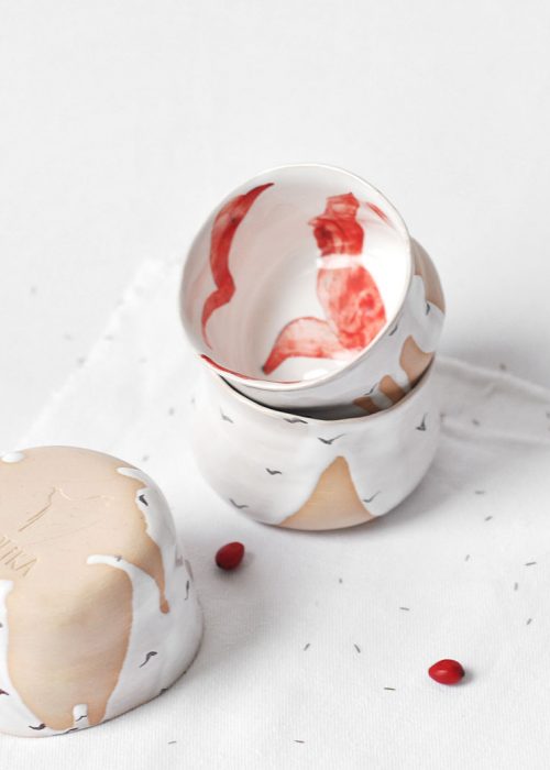 Декоративные тарелки и пиалы из керамики - Коллекция «Чайки» (Ручная работа)